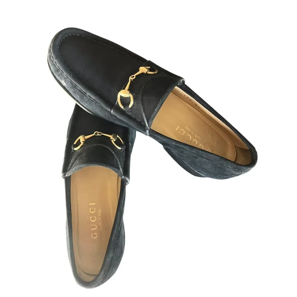Vintage Gucci Black Suede Horsebit Loafers - Size 6.5 - Picture 10 of 16